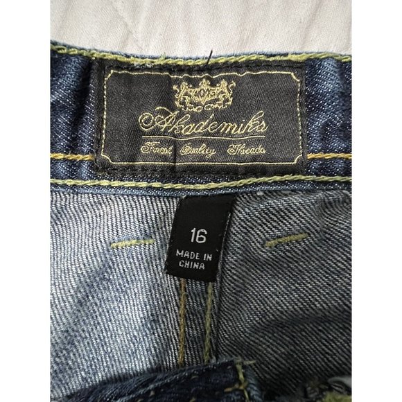 Akademiks Girls Juniors Jeans Size 16 VINTAGE Y2K Embroidered Flaps Straight - Picture 7 of 10